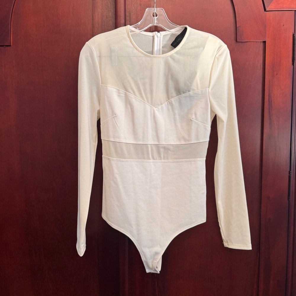 Kendall + Kylie Mesh White/Cream body suit Small NWT